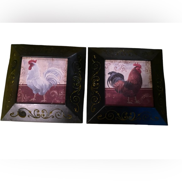 “New View” Vintage Rooster 🐓 Wall Hanging Plaque Designer - 2 Art Frames, Decor - Picture 1 of 16